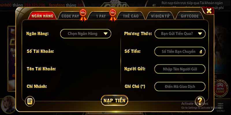 Các lưu ý quan trọng khi nạp tiền GO88